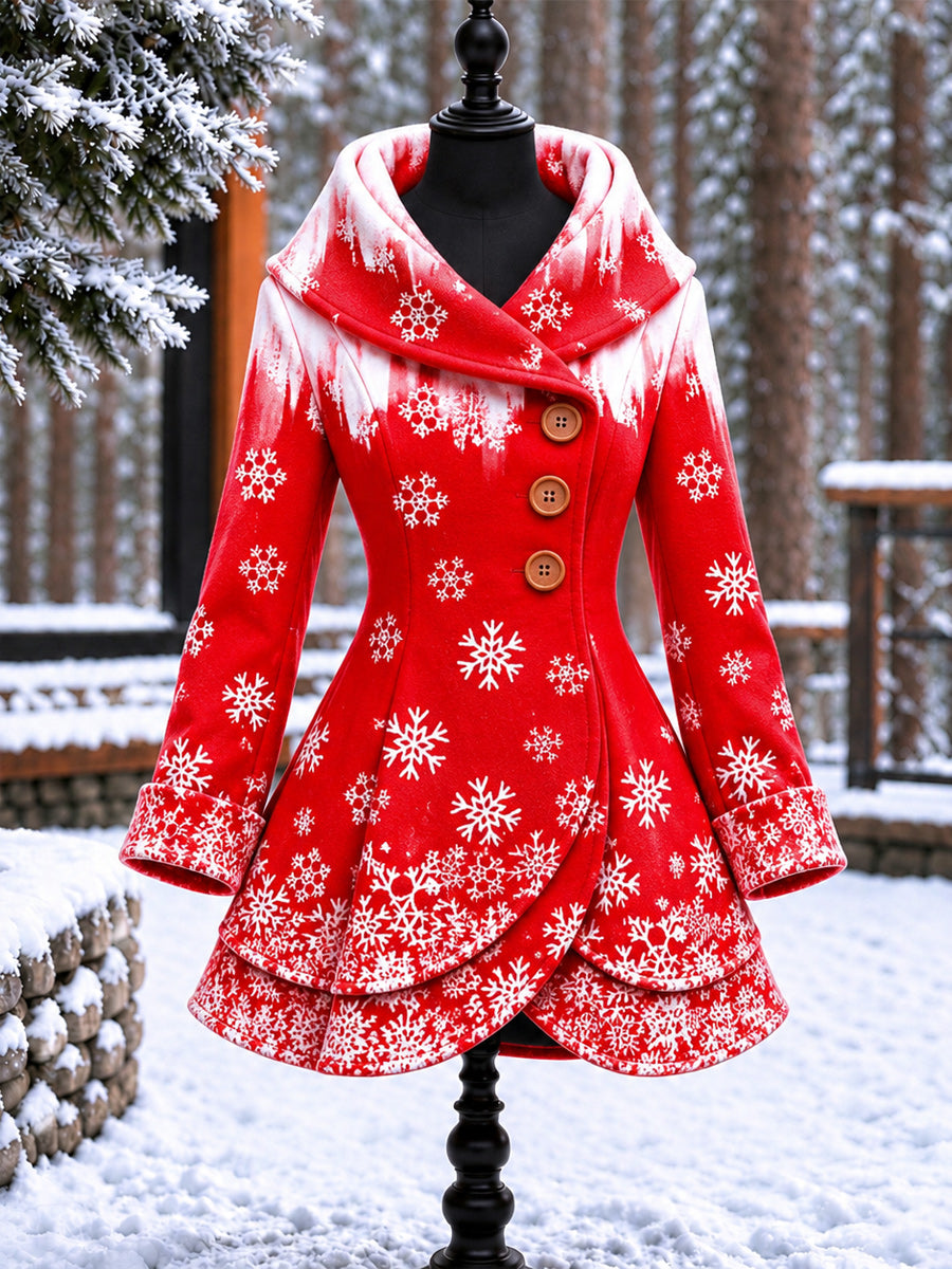Women's Vintage Colorblock Asymmetrical Flared Coat
